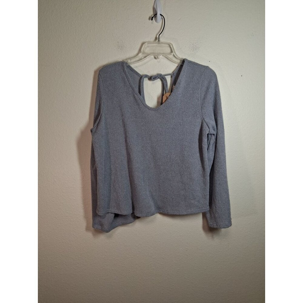 NWT Lazy Sundays Knit Blouse Sweater Lightweight Boho Gray Sz Large